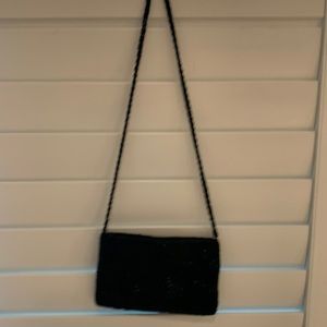 Black beaded bag good condition . L 8 inch x D 4 inch.